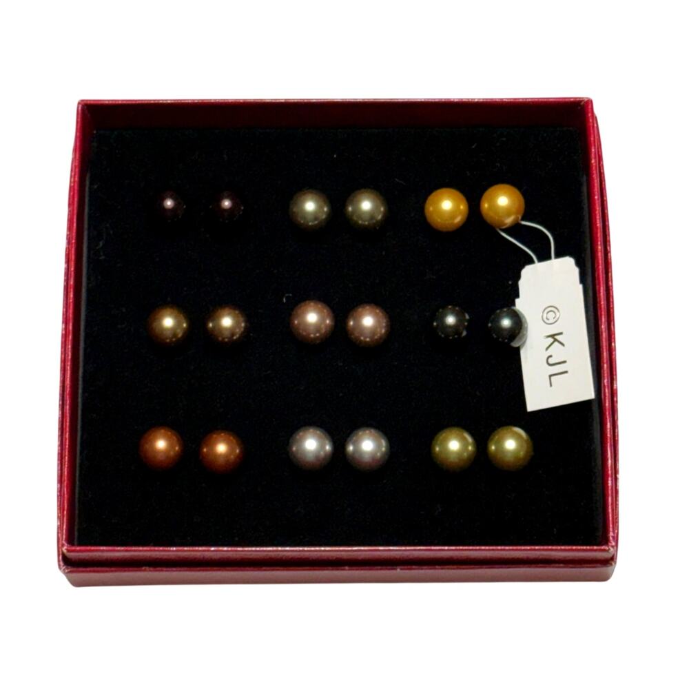 KJL by Kenneth J Lane Pearl Stud Post Earrings in Multiple Colors 9 Pairs NWT